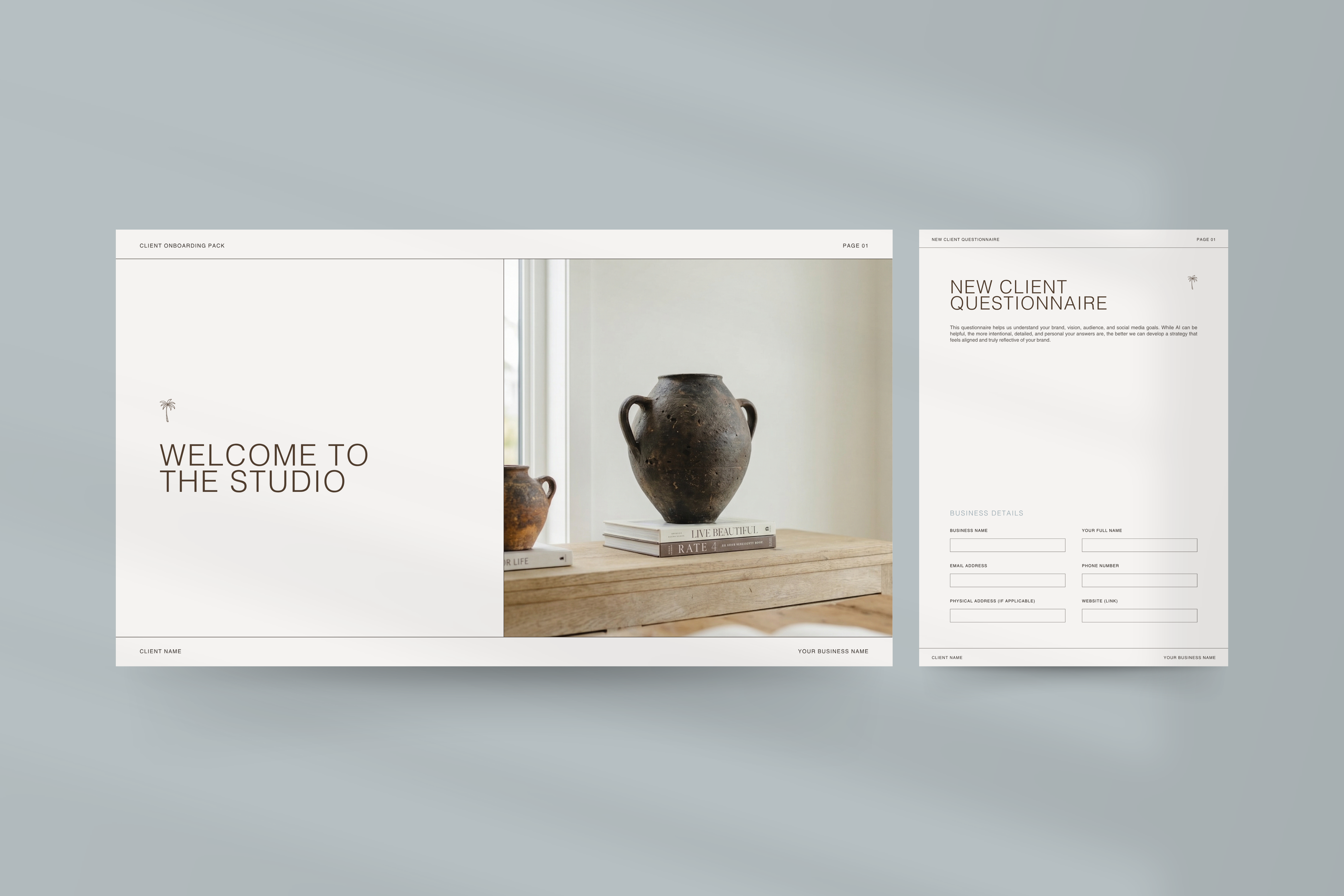 Social Media Manager template designed in Canva, including Strategy, Portfolio, and Instagram Report layouts for SMM Clients.