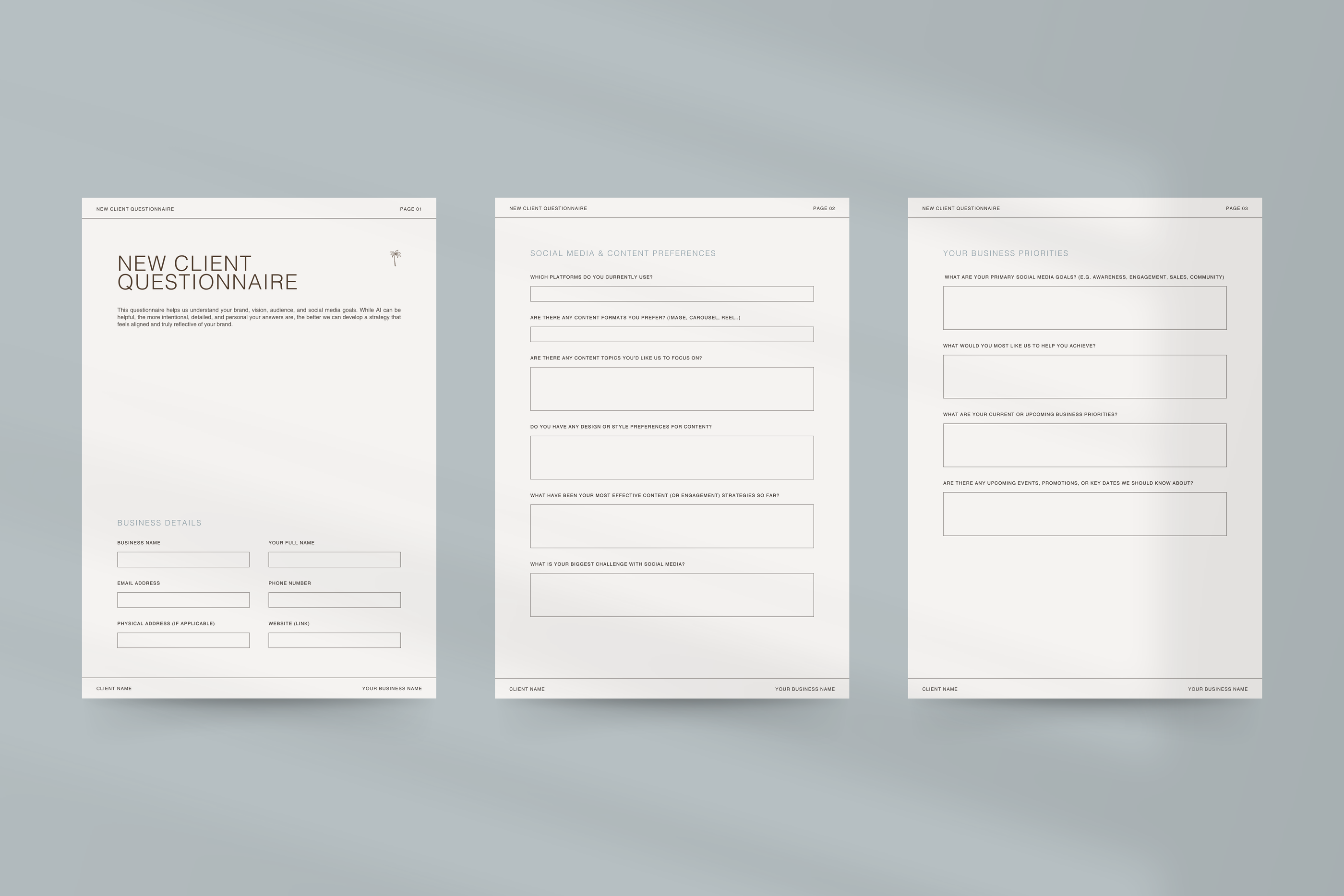 Social Media Manager template designed in Canva, including Strategy, Portfolio, and Instagram Report layouts for SMM Clients.