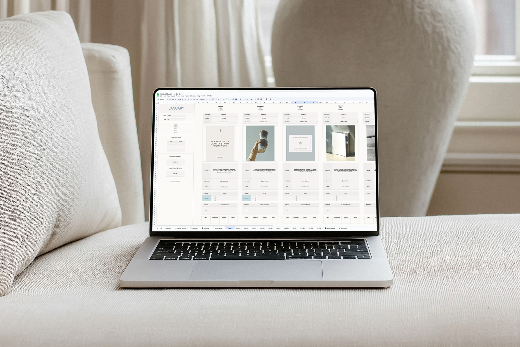 Best 2026 Social Media Content Planner with Instagram Feeds, Calendar, Monthly Planning Sheets.