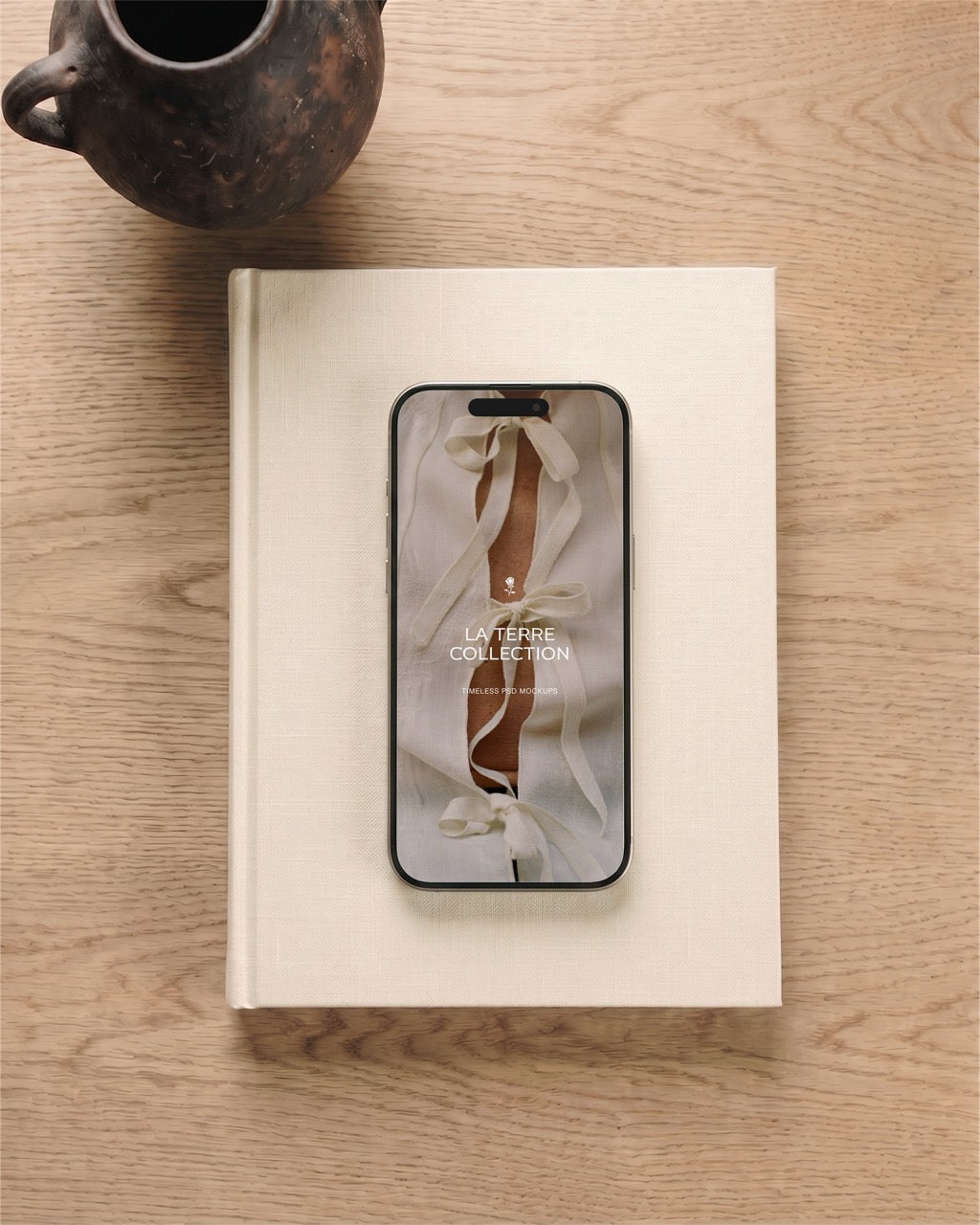 PSD mockup with minimalist aesthetic, luxury editorial setting. iPhone, stationery, and paper mockups for designers and creatives.