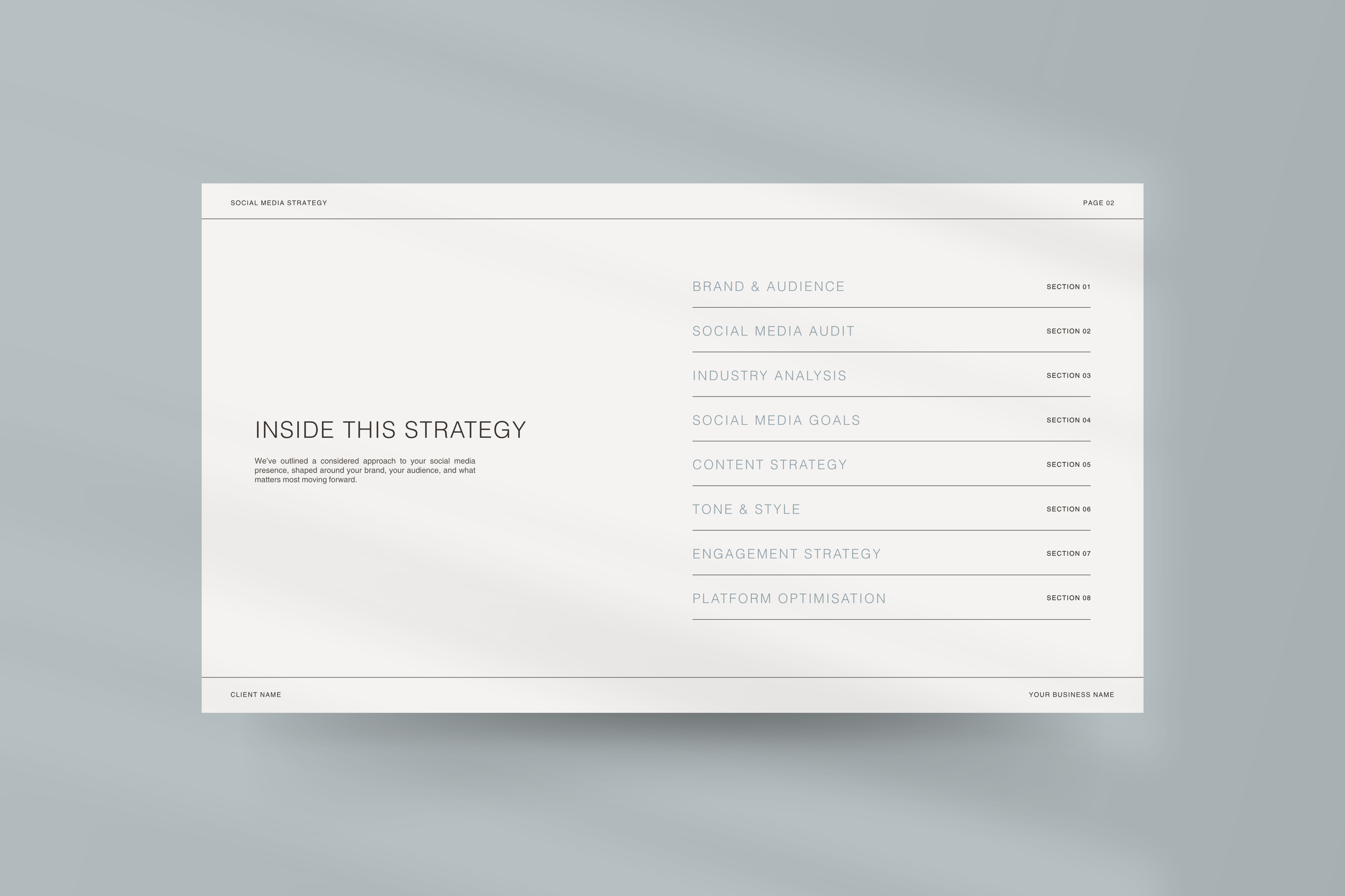 Social Media Manager template designed in Canva, including Strategy, Portfolio, and Instagram Report layouts for SMM Clients