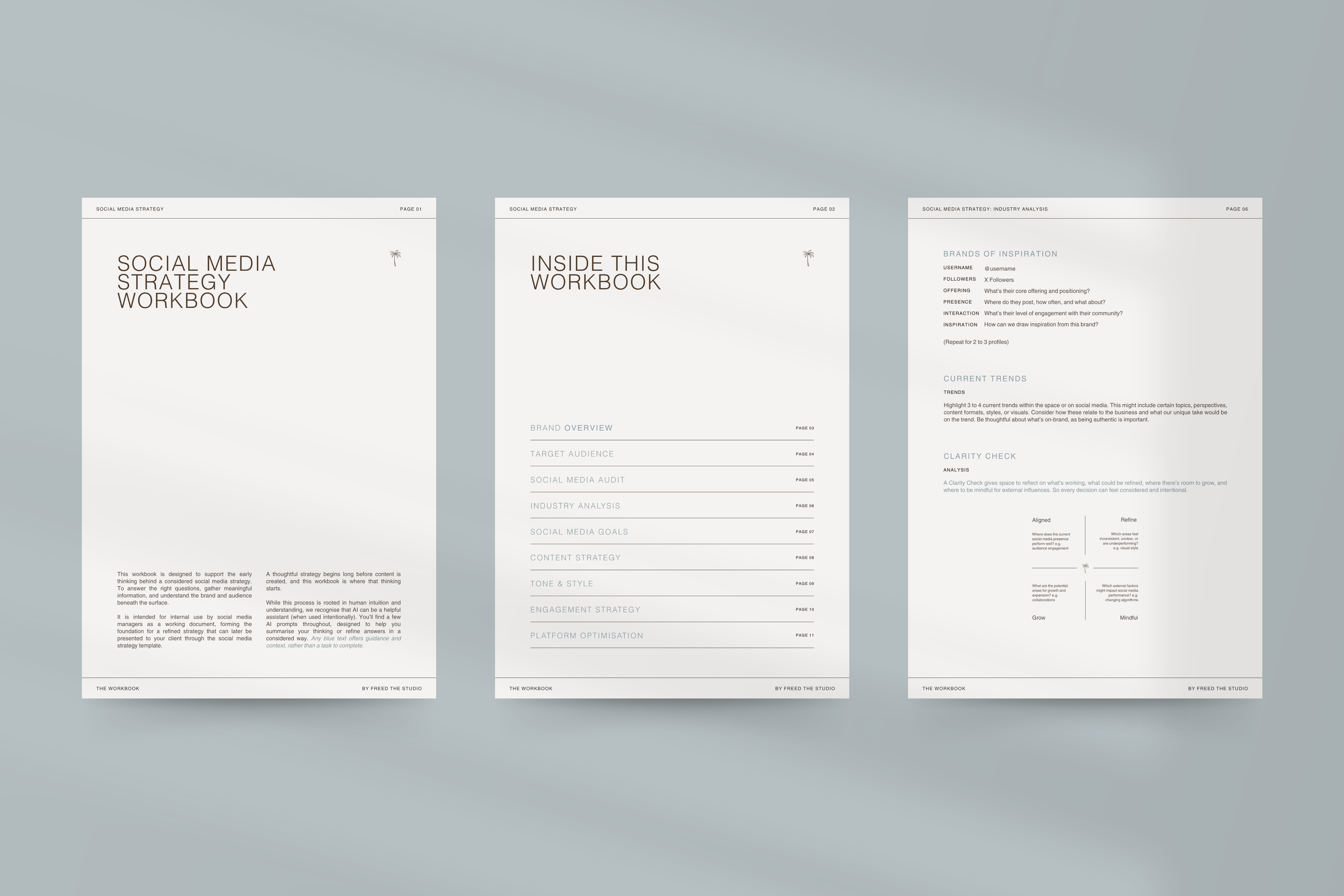 Social Media Manager template designed in Canva, including Strategy, Portfolio, and Instagram Report layouts for SMM Clients