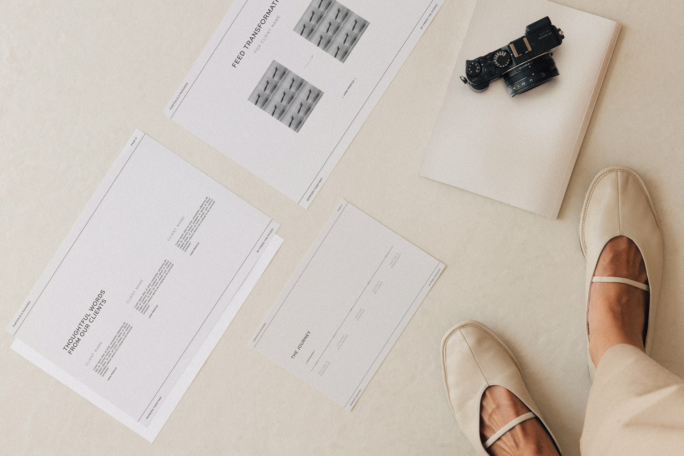 Social Media Manager template designed in Canva, including Strategy, Portfolio, and Instagram Report layouts for SMM Clients
